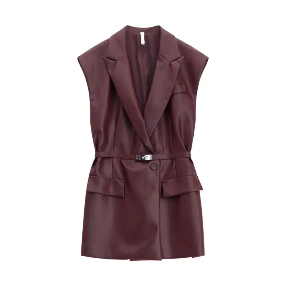 Gilet in similpelle con cintura e tasche laterali Donna Imperial Imperial