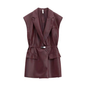 Gilet in similpelle con cintura e tasche laterali Donna Imperial Imperial