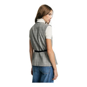 Gilet scozzese con cintura sottile e zip donna grigio please