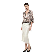 Gonna midi a vita alta con linea svasata donna avorio imperial - gonne