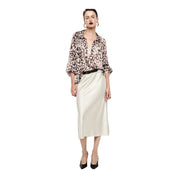 Gonna midi a vita alta con linea svasata donna avorio imperial - gonne