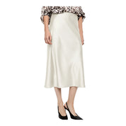 Gonna midi a vita alta con linea svasata donna avorio imperial - gonne