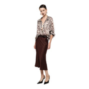 Gonna midi a vita alta con linea svasata donna bordeaux imperial - gonne