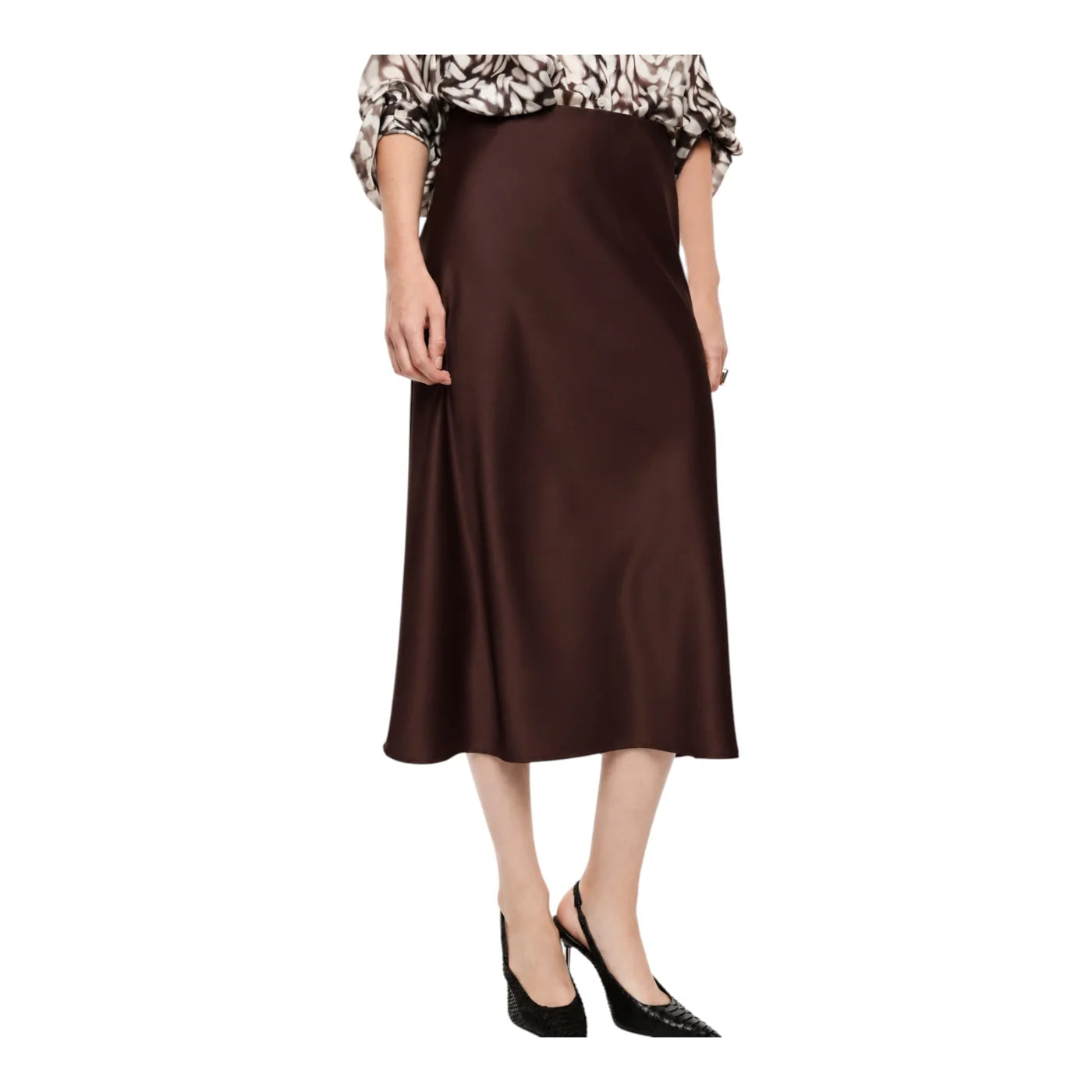 Gonna midi a vita alta con linea svasata donna bordeaux imperial - gonne