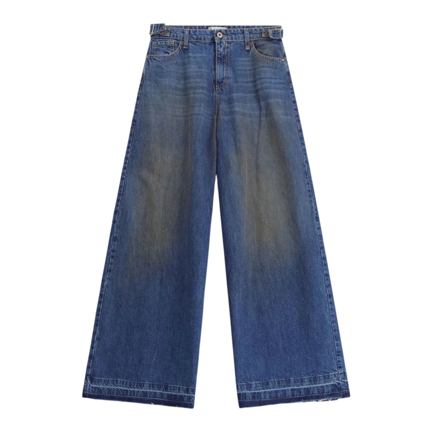 Jeans a gamba ampia con fondo sfrangiato donna blu please