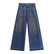 Jeans a gamba ampia con fondo sfrangiato donna blu please
