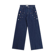 Jeans a gamba ampia con gemme applicate Donna Please Please