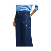 Jeans a gamba ampia con gemme applicate Donna Please Please