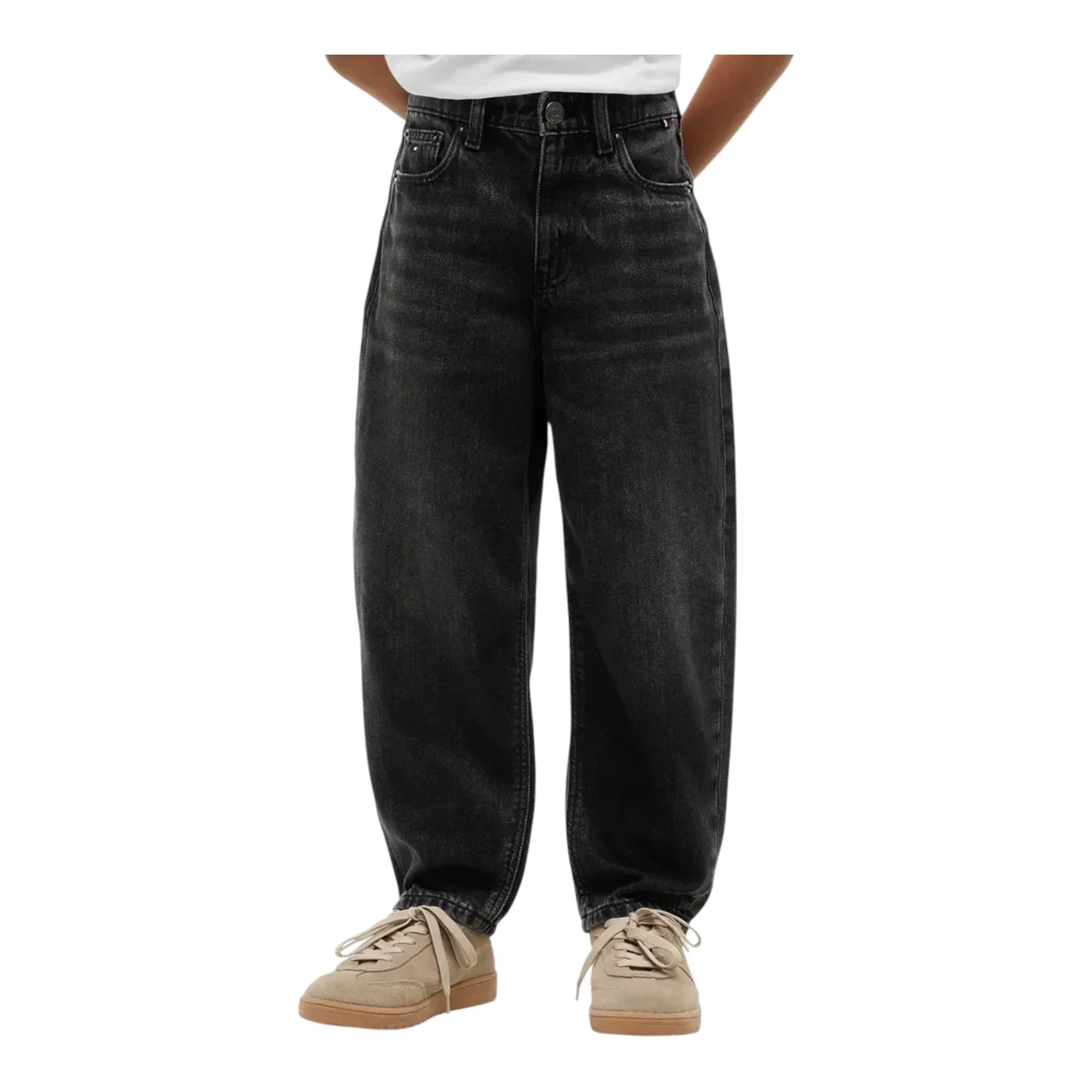 Jeans barrel fit bambino nero tommy hilfiger
