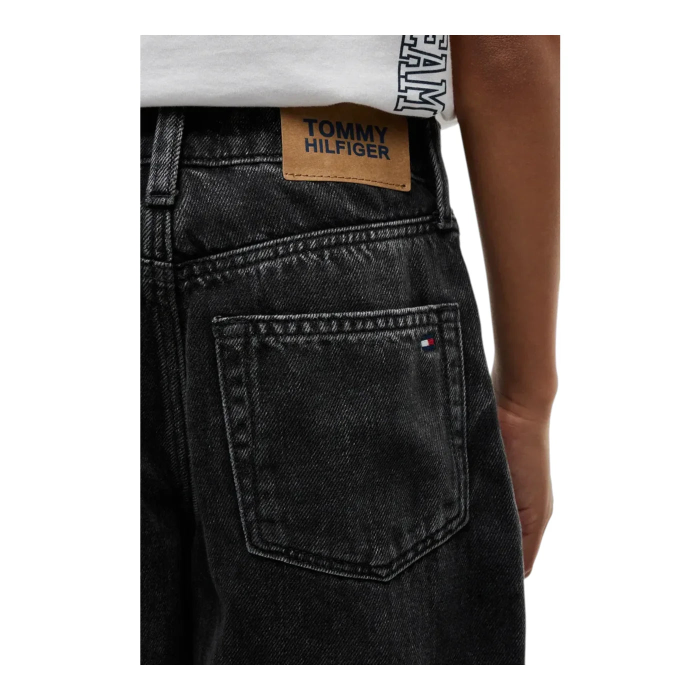 Jeans barrel fit bambino nero tommy hilfiger