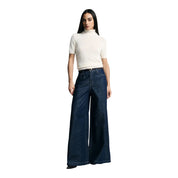 Jeans scuri a gamba molto ampia vita media donna blu please