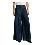Jeans scuri a gamba molto ampia vita media donna blu please