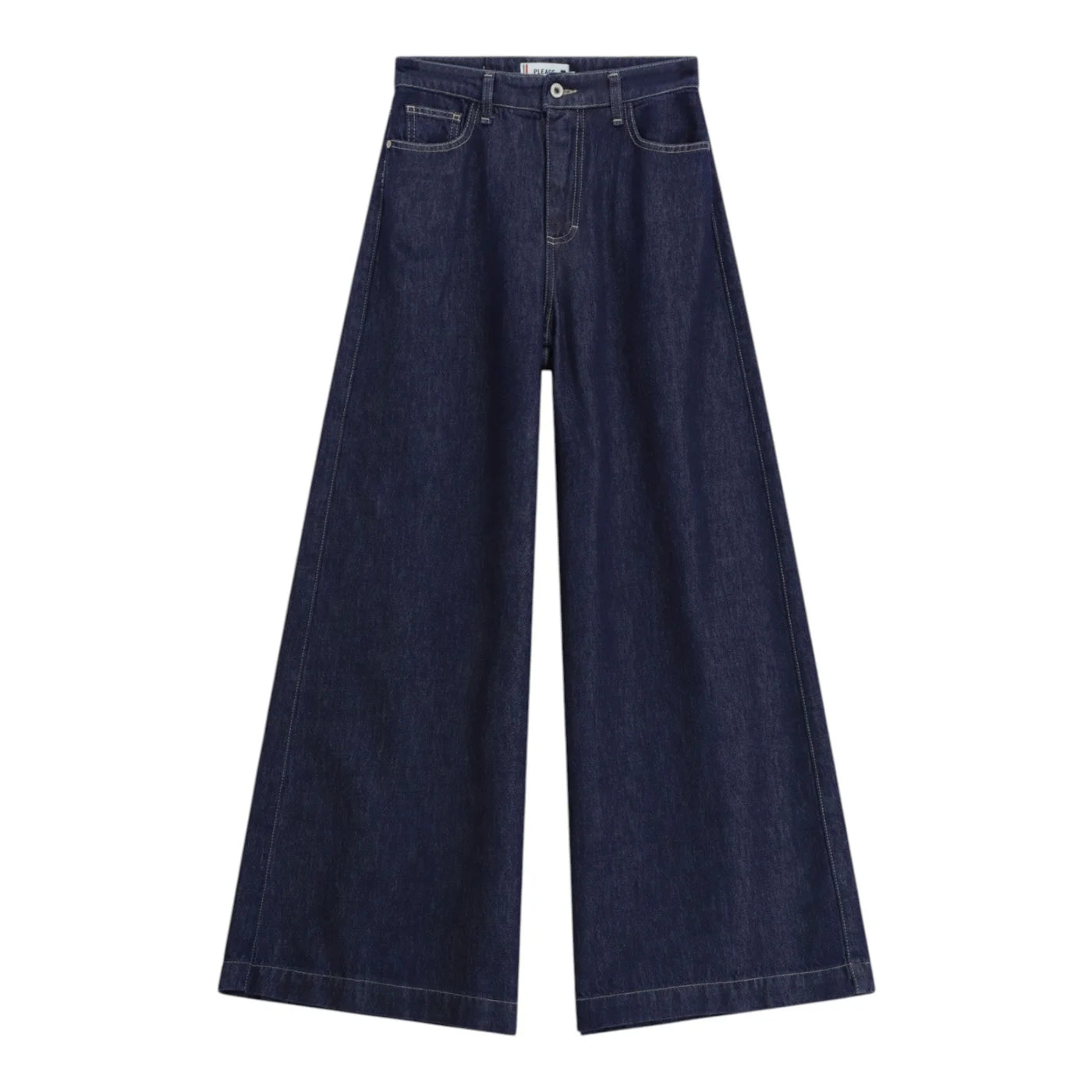 Jeans scuri a gamba molto ampia vita media donna blu please