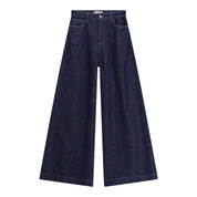 Jeans scuri a gamba molto ampia vita media donna blu please