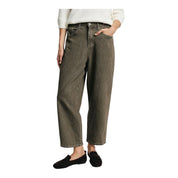 Jeans tapered cropped con piega donna verde please