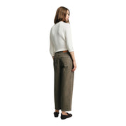 Jeans tapered cropped con piega donna verde please