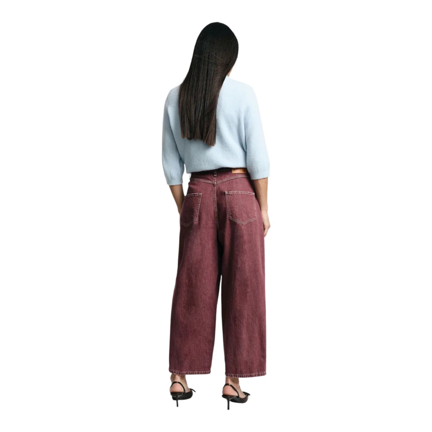 Jeans tapered cropped con piega donna viola please