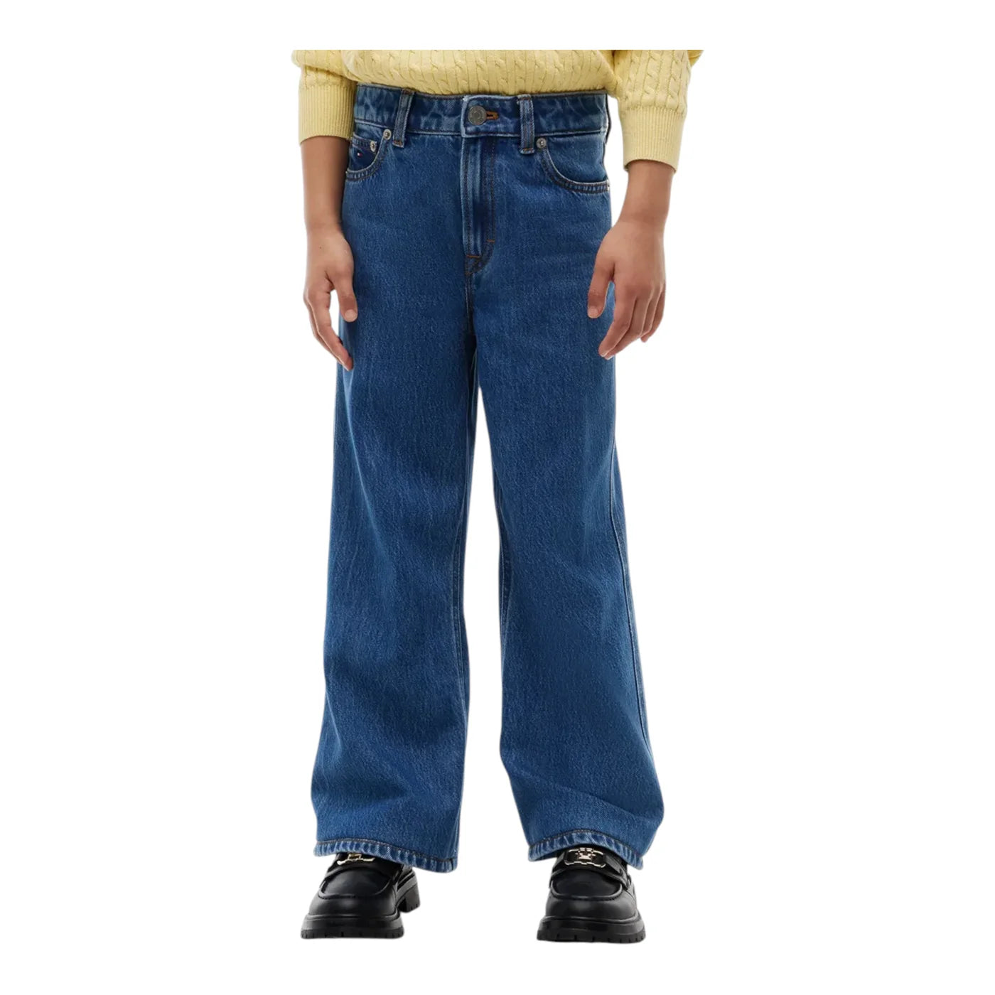 Jeans wide leg bambina blu tommy hilfiger