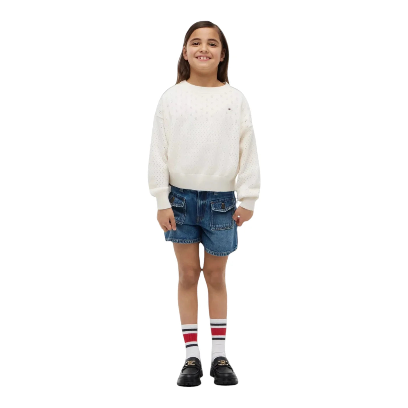 Maglione a trecce bambina avorio tommy hilfiger - maglie