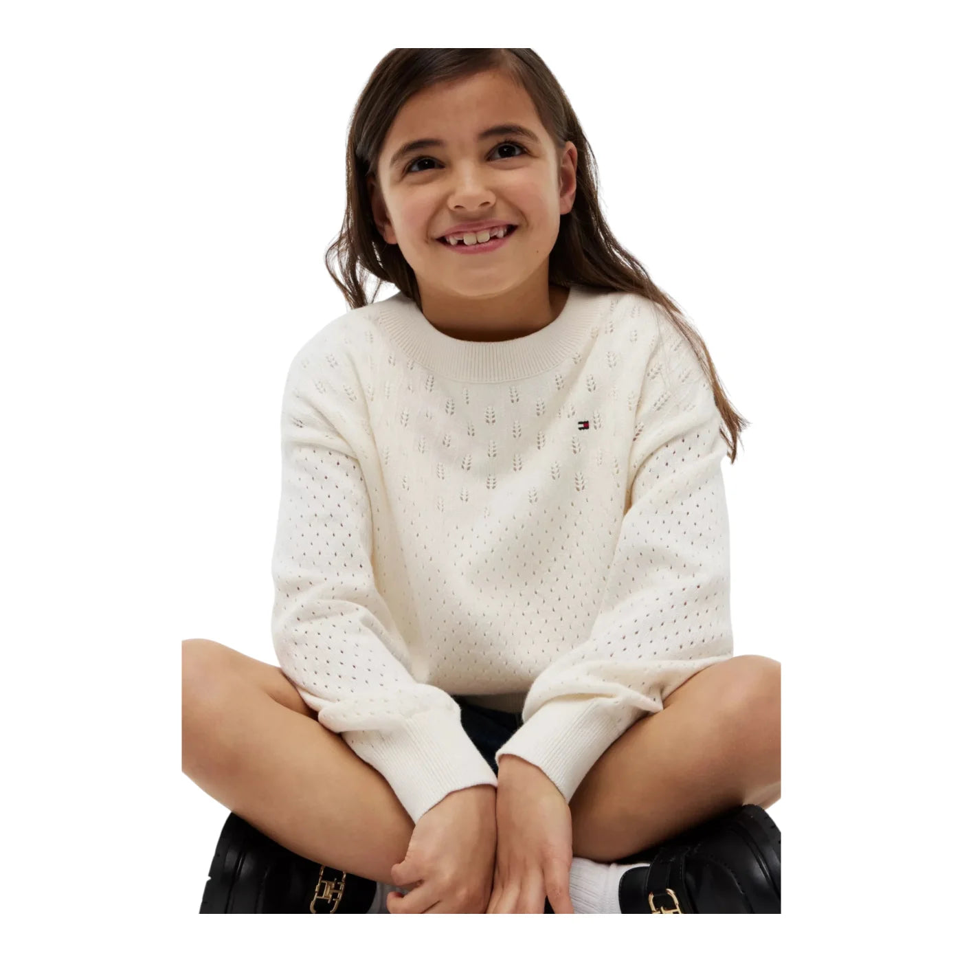Maglione a trecce bambina avorio tommy hilfiger - maglie