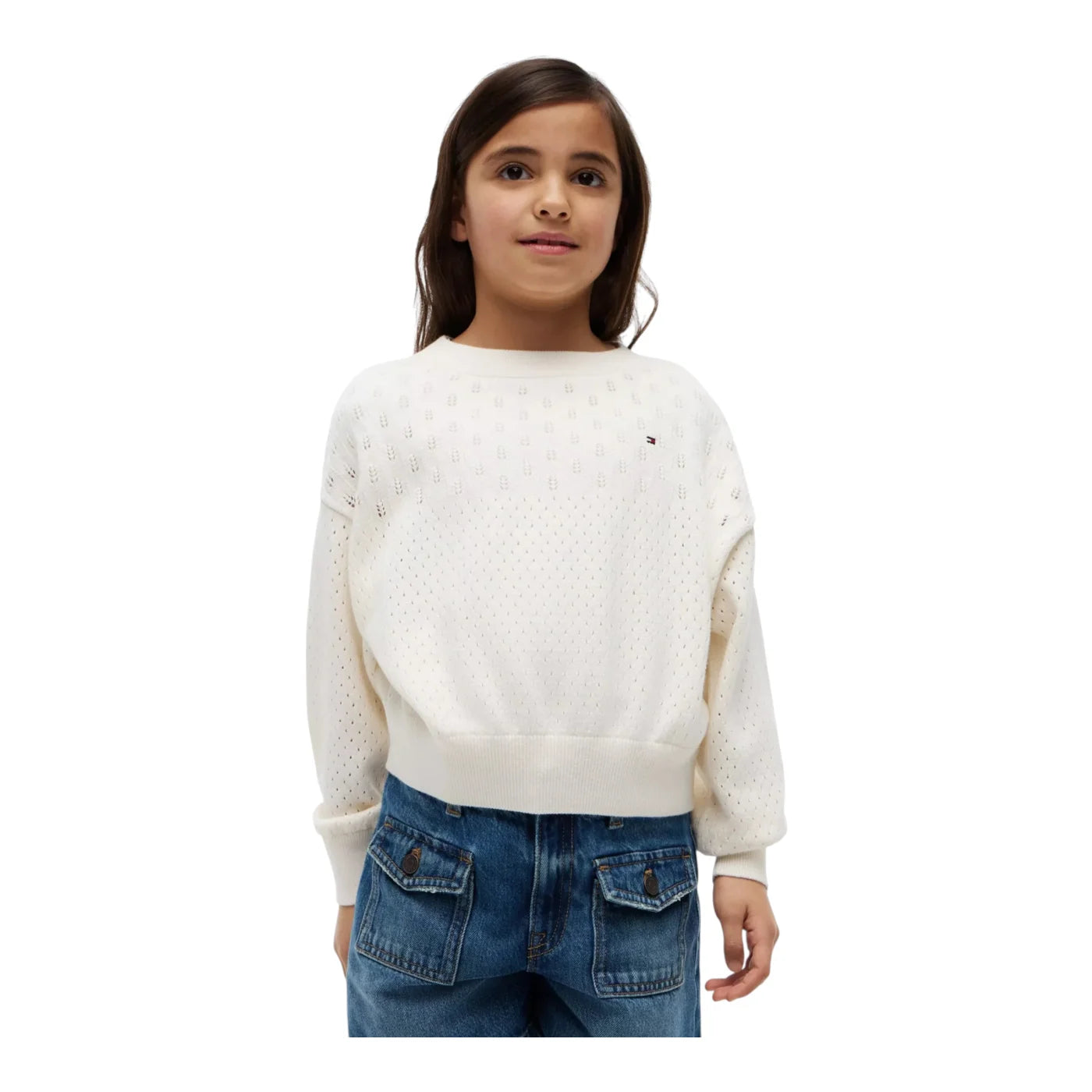 Maglione a trecce bambina avorio tommy hilfiger - maglie