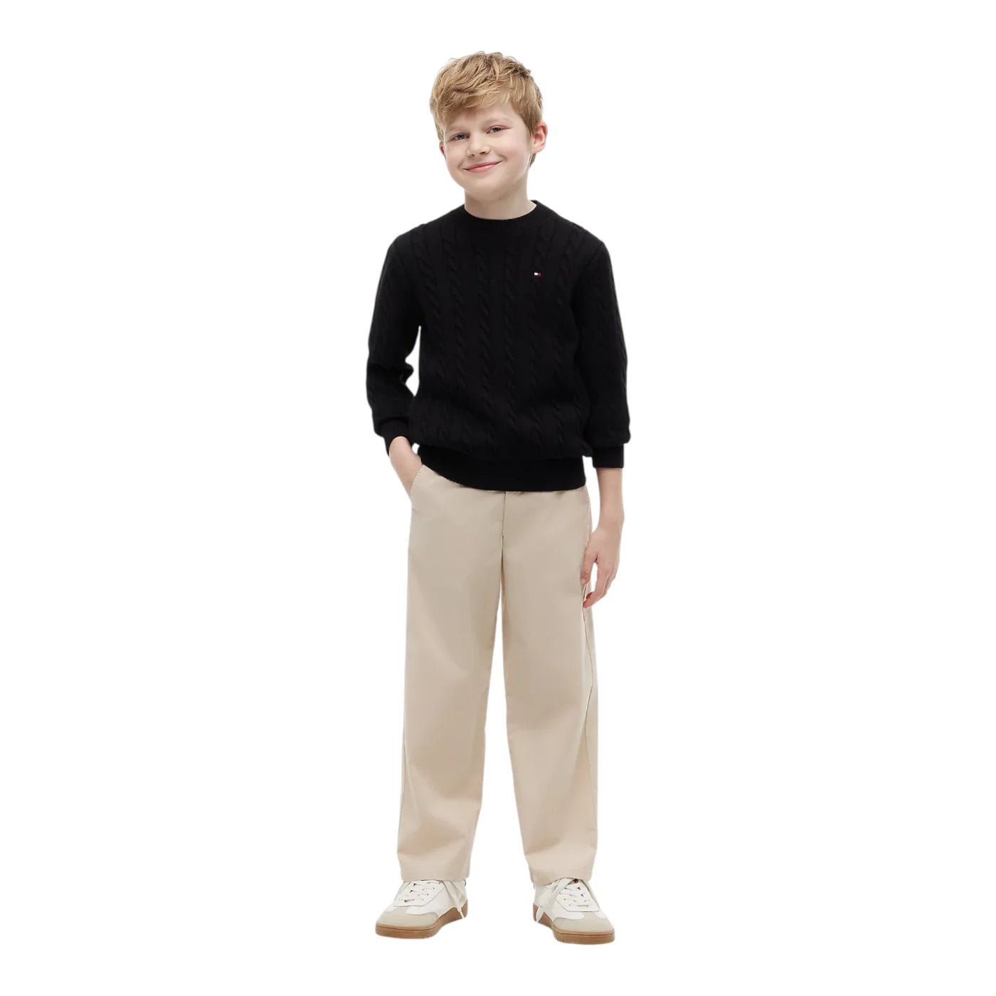 Maglione a trecce bambino nero tommy hilfiger - maglie