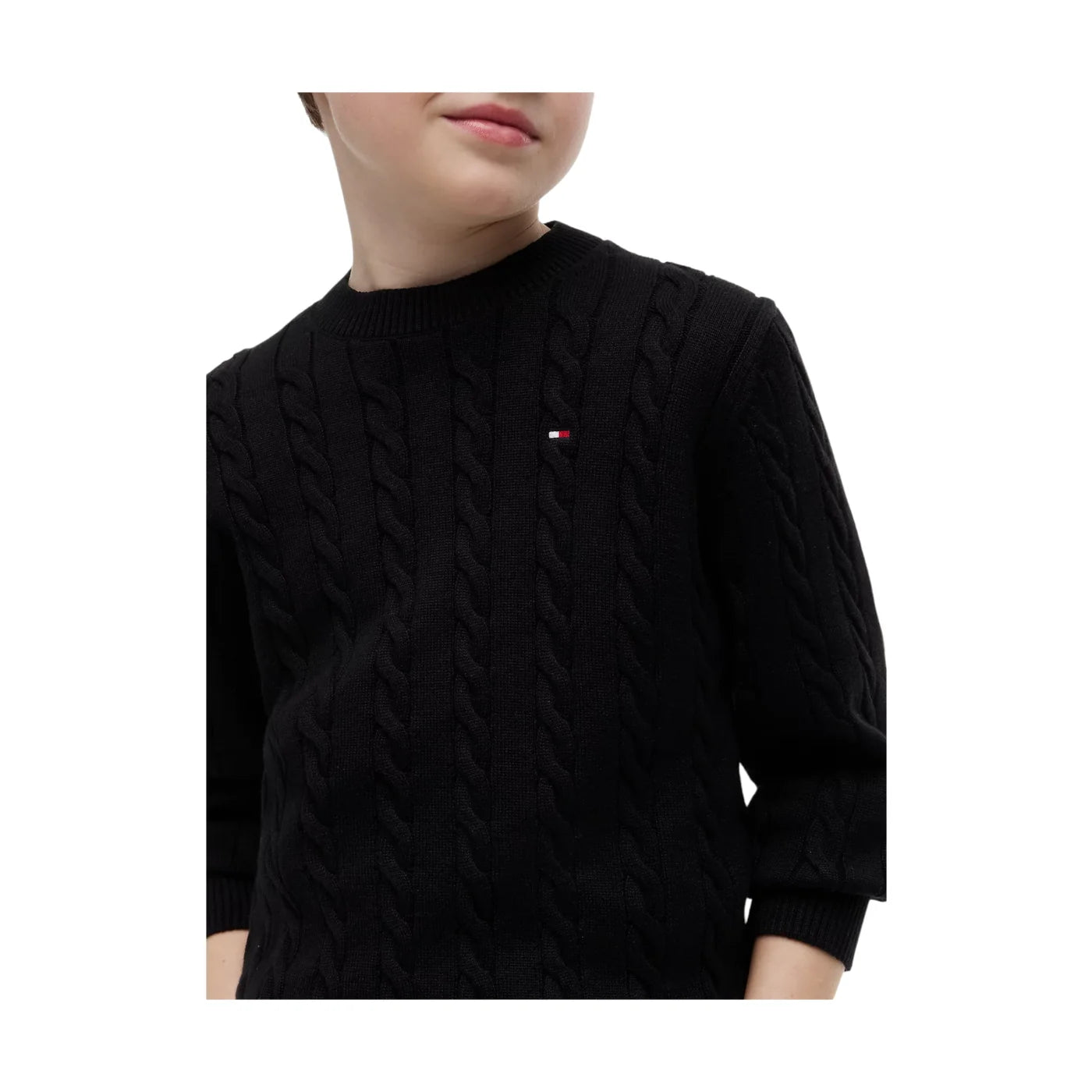 Maglione a trecce bambino nero tommy hilfiger - maglie