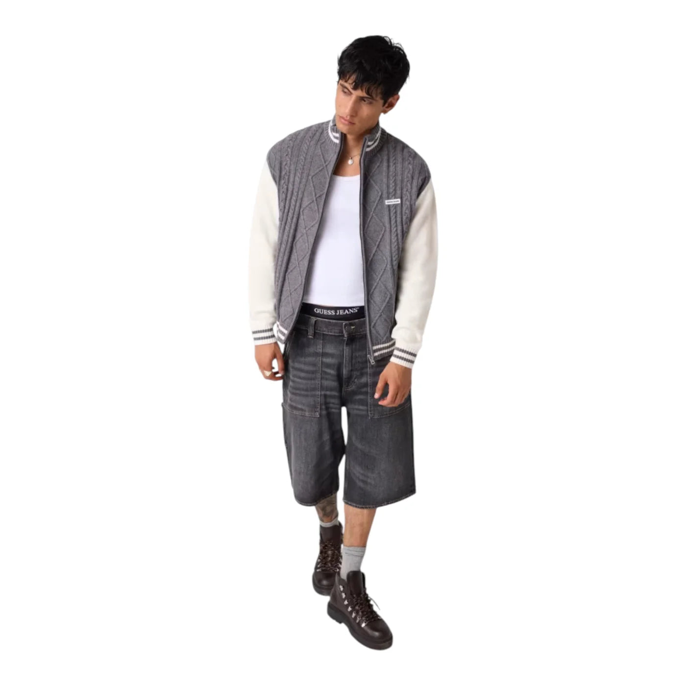Maglione bomber uomo grigio guess - maglie