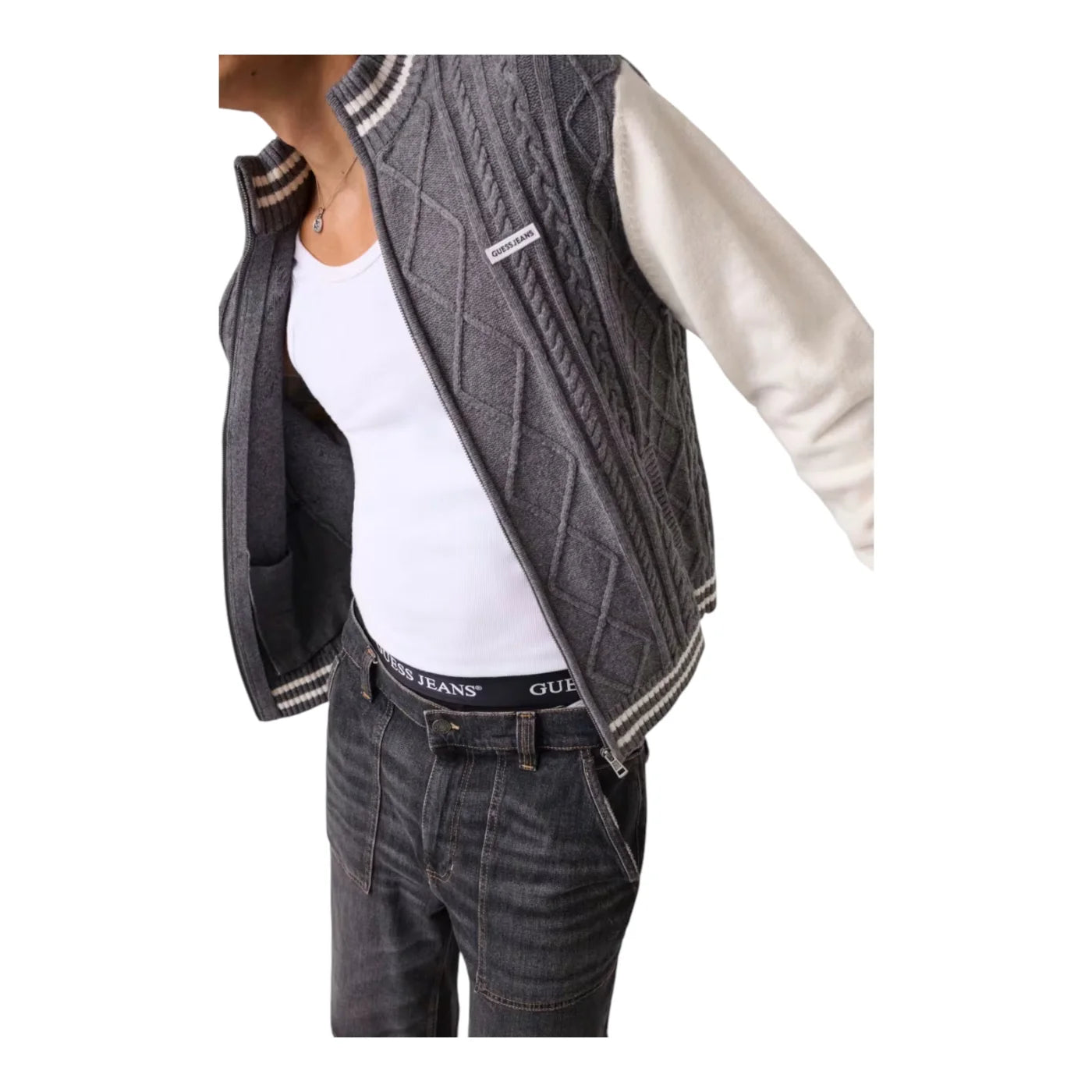 Maglione bomber uomo grigio guess - maglie