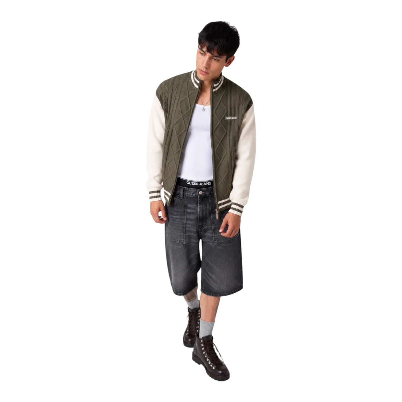 Maglione bomber uomo verde guess - maglie