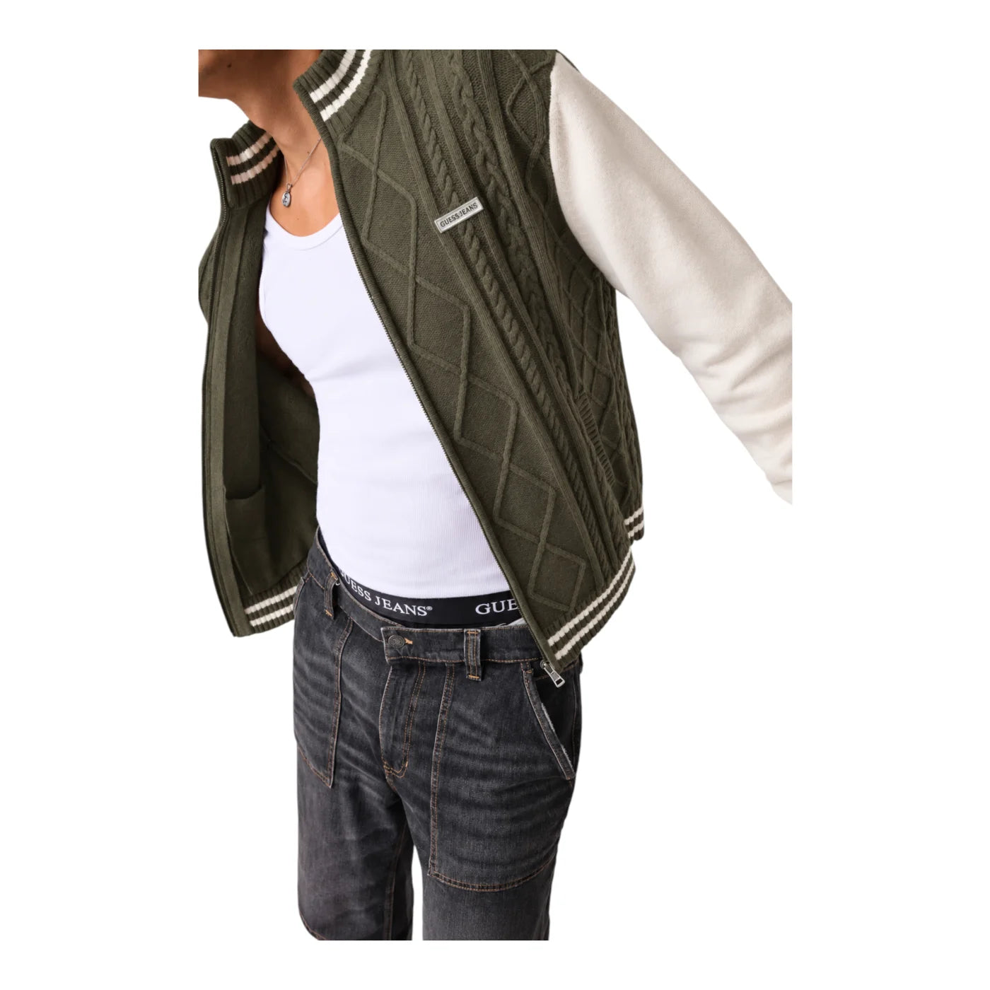 Maglione bomber uomo verde guess - maglie