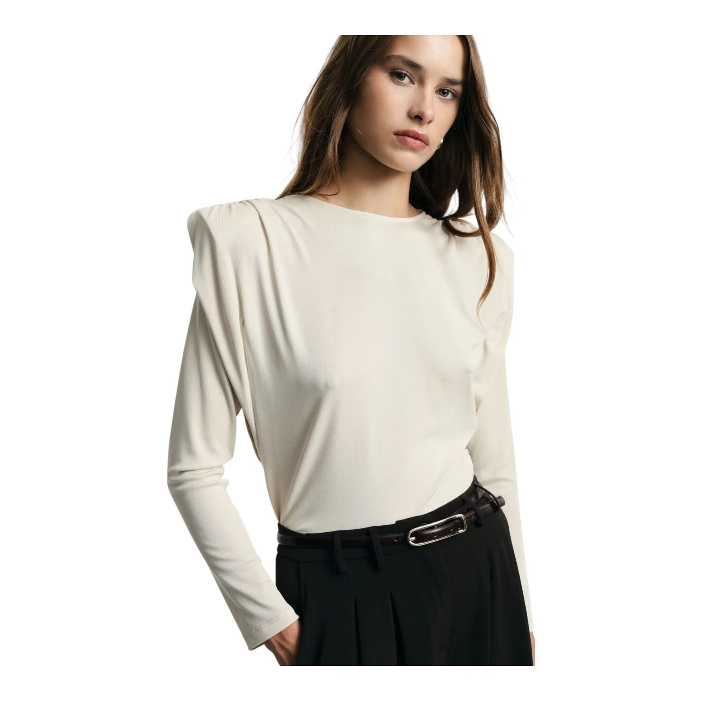 Maglione con spalle strutturate donna avorio please - maglie