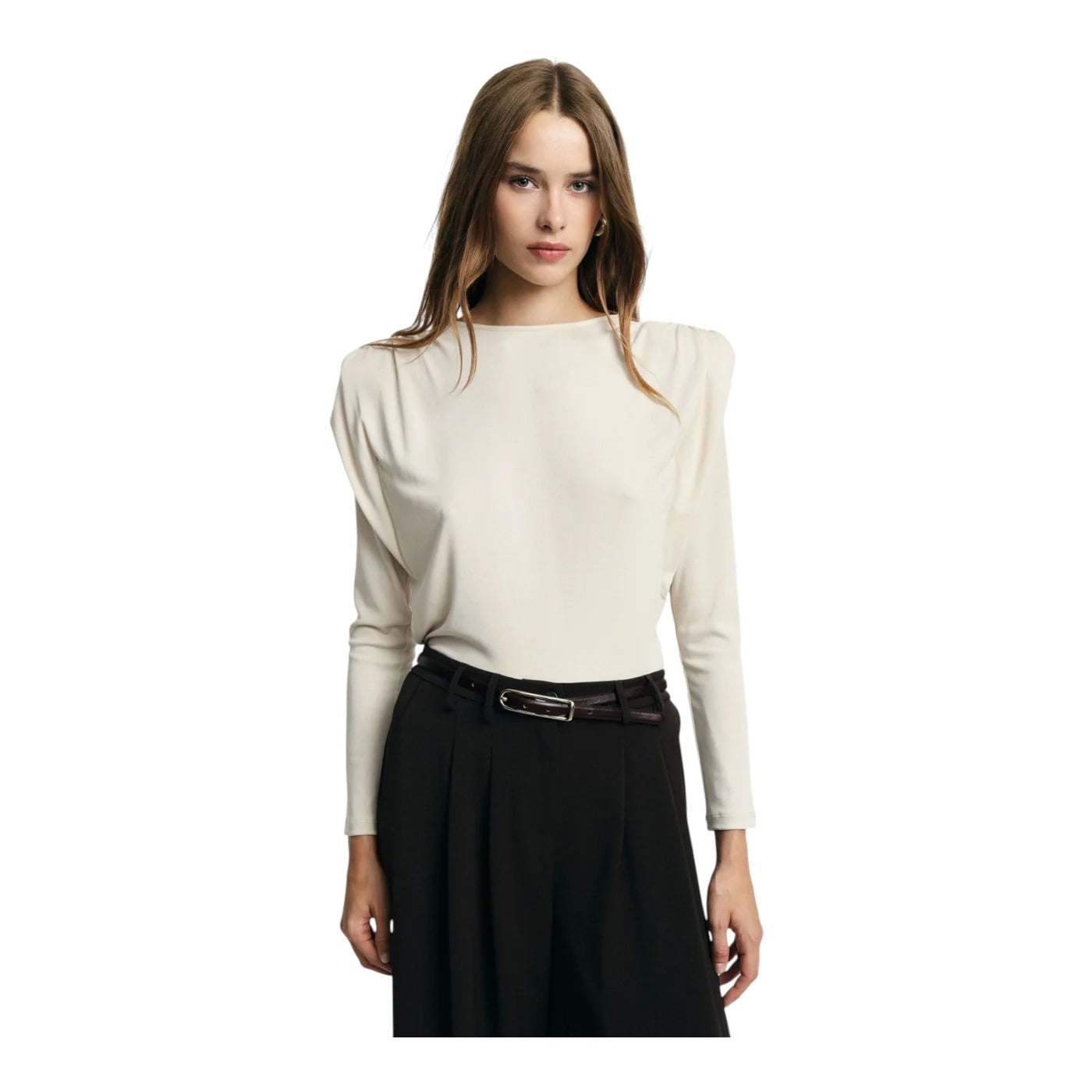 Maglione con spalle strutturate donna avorio please - maglie