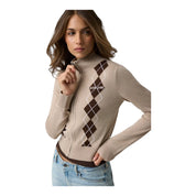 Maglione con zip e lavorazione intarsiata donna beige guess - maglie