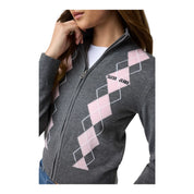 Maglione con zip e lavorazione intarsiata donna grigio guess - maglie
