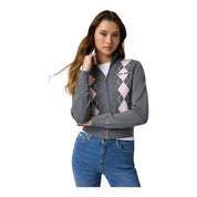 Maglione con zip e lavorazione intarsiata donna grigio guess - maglie