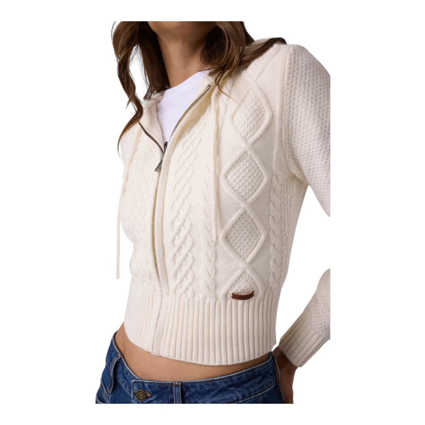 Maglione con zip in misto lana donna avorio guess - maglie