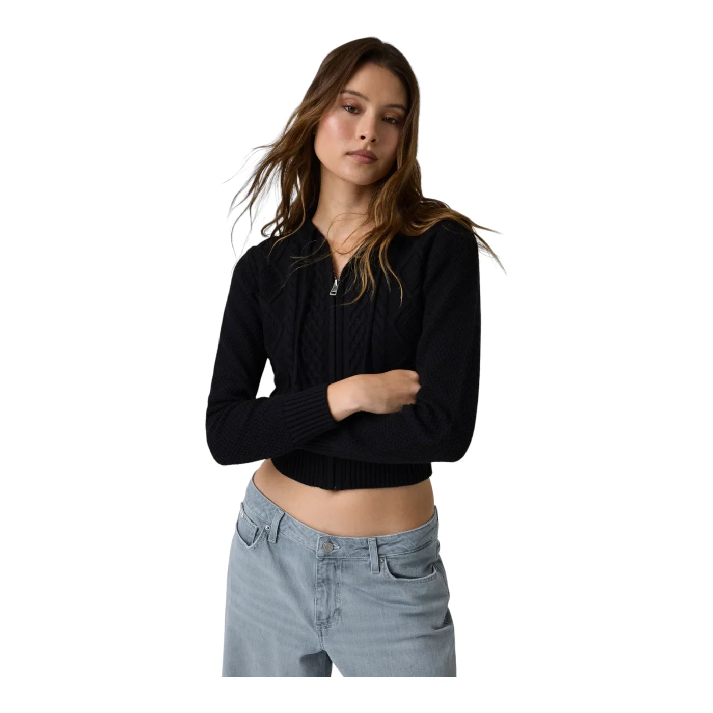 Maglione con zip in misto lana donna nero guess - maglie