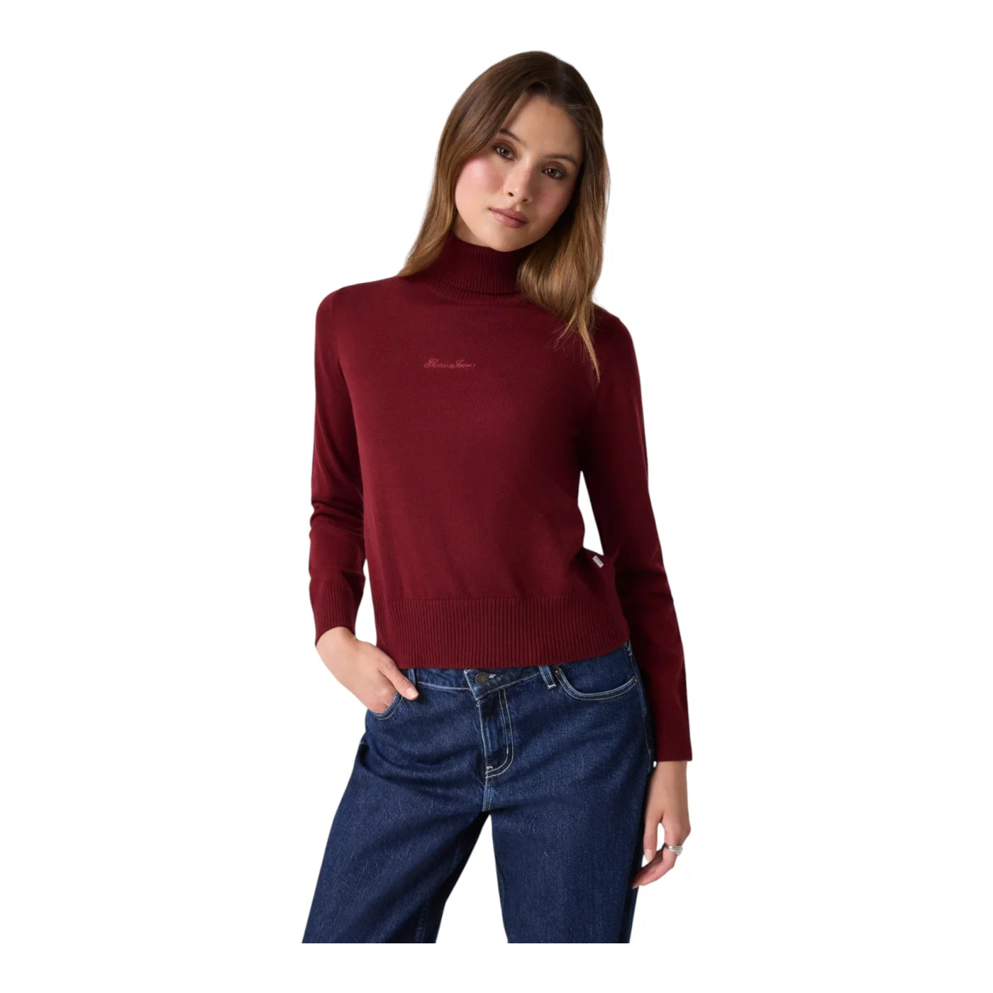 Maglione in misto lana donna bordeaux guess - maglie