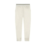 Pantaloni bambina karl lagerfeld color crema con vita elastica a coste e polsini affusolati in tessuto morbido