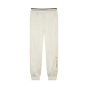 Pantaloni bambina karl lagerfeld in cotone color crema con logo ralph lauren ricamato sulla gamba sinistra