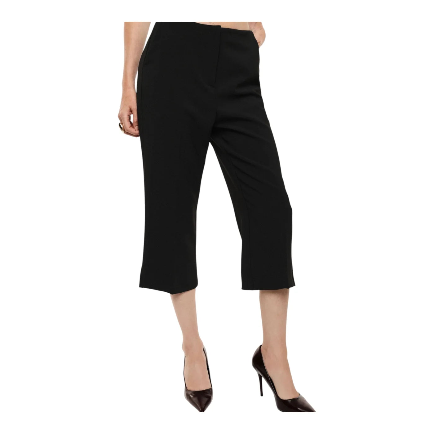 Pantaloni cropped vita alta linea ampia donna nero imperial