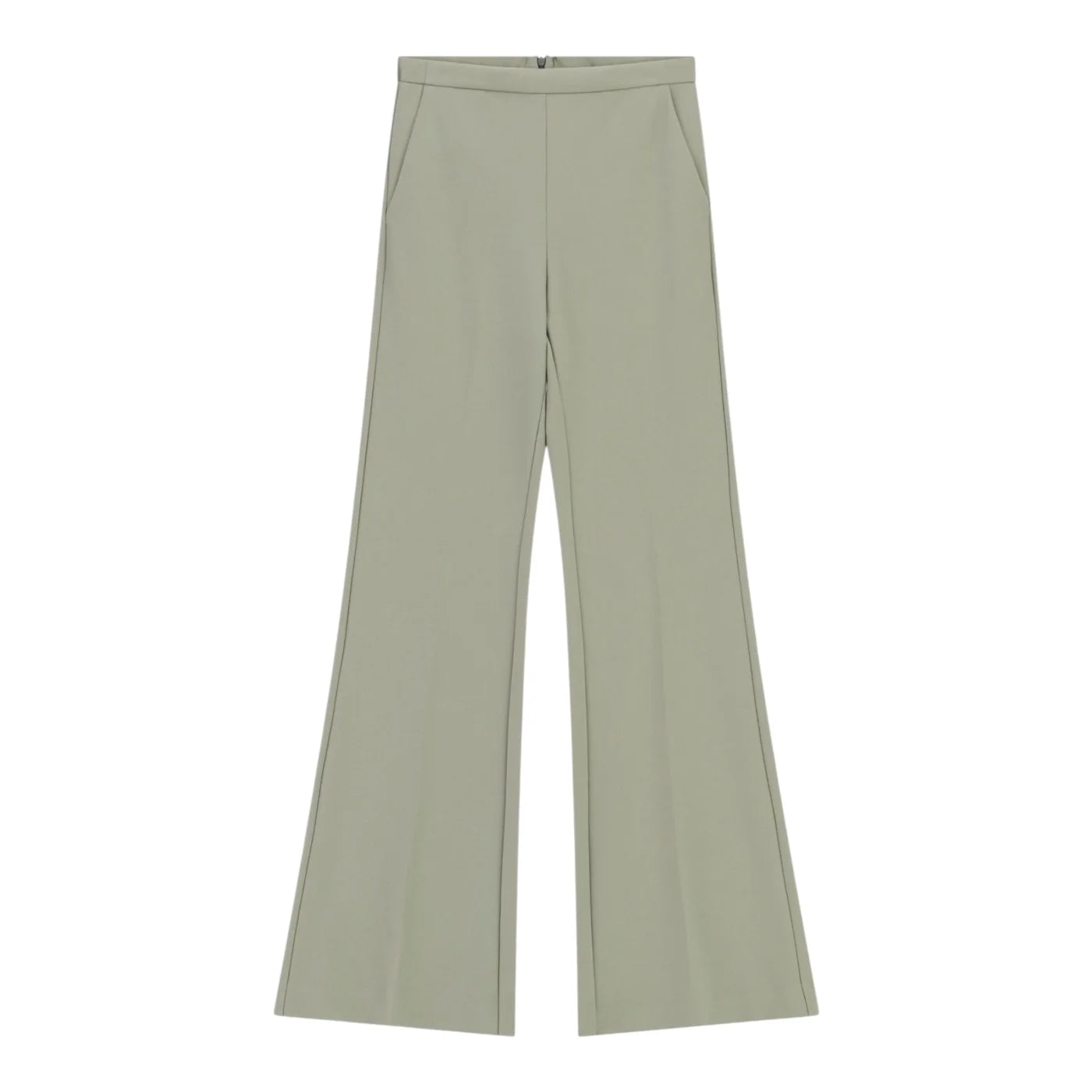 Pantaloni flare vita alta linea pulita donna verde imperial