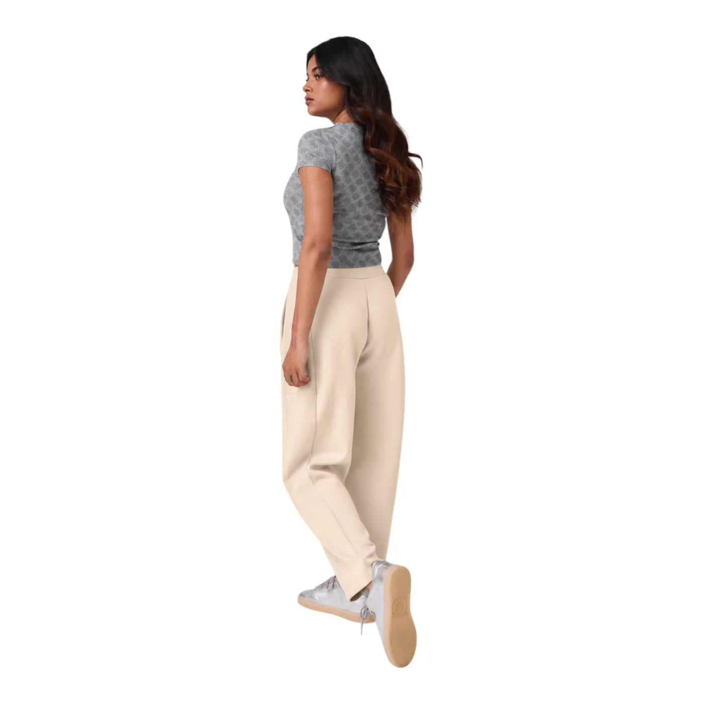 Pantaloni jogger vestibilità comoda donna beige guess