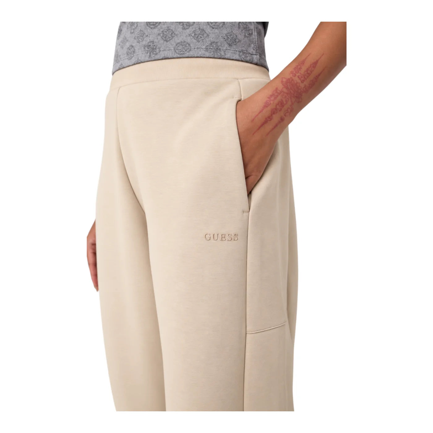 Pantaloni jogger vestibilità comoda donna beige guess