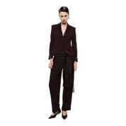 Pantaloni palazzo a vita alta con frange donna bordeaux imperial