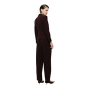 Pantaloni palazzo a vita alta con frange donna bordeaux imperial