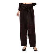 Pantaloni palazzo a vita alta con frange donna bordeaux imperial