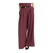 Pantaloni palazzo a vita alta con pinces donna bordeaux please