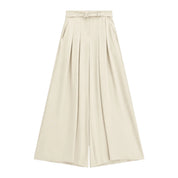 Pantaloni palazzo a vita alta con pinces e cintura donna avorio imperial
